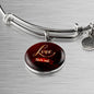 Love Never Ends Circle Pendant Bangle Stainless Steel or 18k Gold 18-22"-Express Your Love Gifts