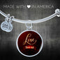 Love Never Ends Circle Pendant Bangle Stainless Steel or 18k Gold 18-22"-Express Your Love Gifts