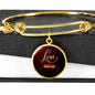 Love Never Ends Circle Pendant Bangle Stainless Steel or 18k Gold 18-22"-Express Your Love Gifts