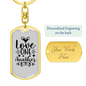 Love One Another Christian Keychain Stainless Steel or 18k Gold Dog Tag Keyring-Express Your Love Gifts