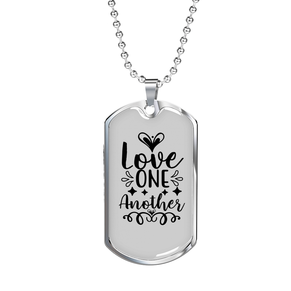 Love One Another Christian Necklace Stainless Steel or 18k Gold Dog Tag 24" Chain-Express Your Love Gifts