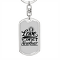 Love One Another Cross Christian Keychain Stainless Steel or 18k Gold Dog Tag Keyring-Express Your Love Gifts