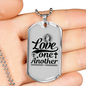 Love One Another Prayer Christian Necklace Stainless Steel or 18k Gold Dog Tag 24" Chain-Express Your Love Gifts