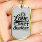 Love One Another Prayer Christian Necklace Stainless Steel or 18k Gold Dog Tag 24" Chain-Express Your Love Gifts