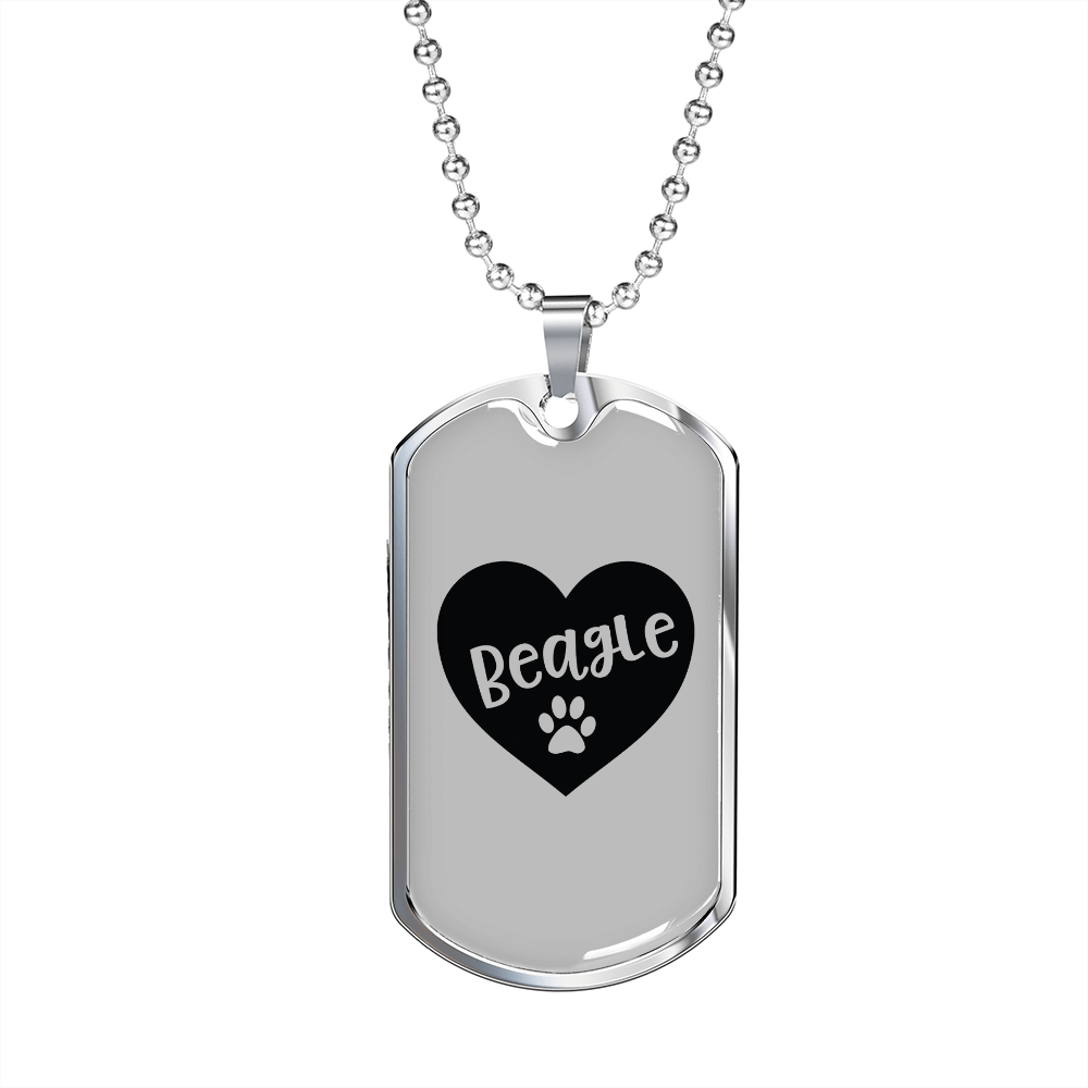 Love Paws Beagle Necklace Stainless Steel or 18k Gold Dog Tag 24" Chain-Express Your Love Gifts