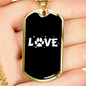 Love Paws Necklace Stainless Steel or 18k Gold Dog Tag 24" Chain-Express Your Love Gifts
