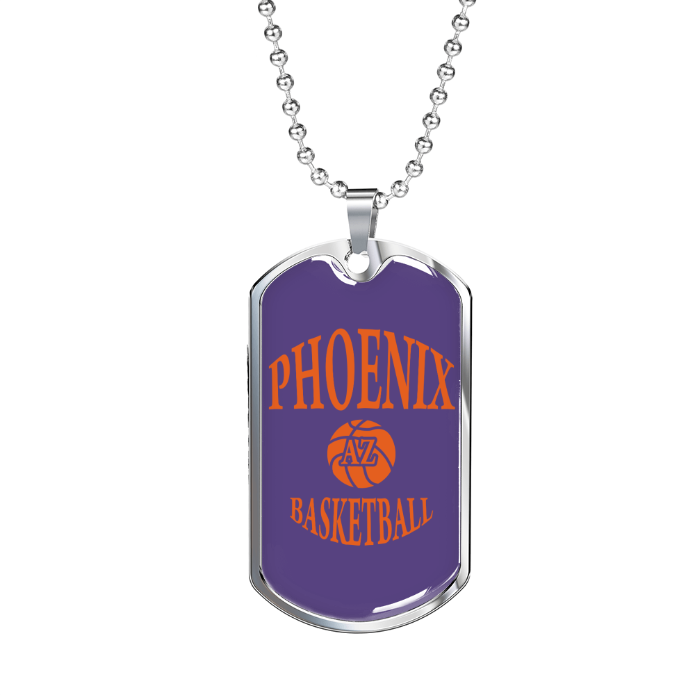 Love Phoenix Basketball Dog Tag Stainless Steel or 18k Gold 24" Chain-Express Your Love Gifts