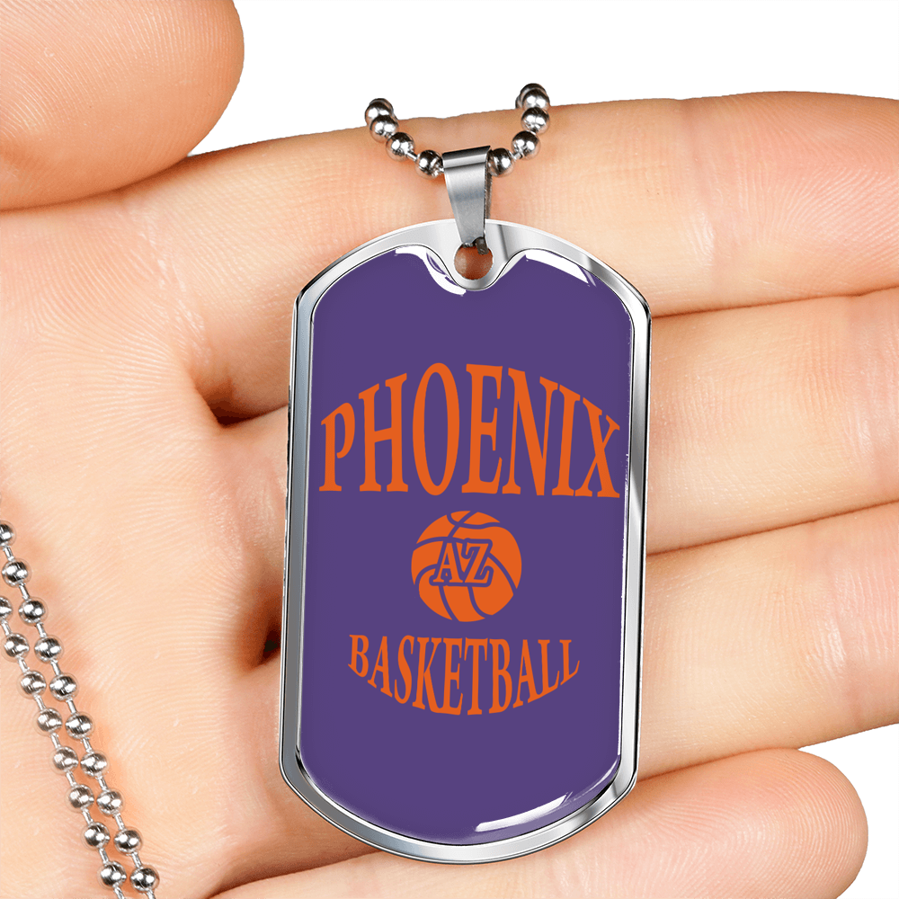 Love Phoenix Basketball Dog Tag Stainless Steel or 18k Gold 24" Chain-Express Your Love Gifts