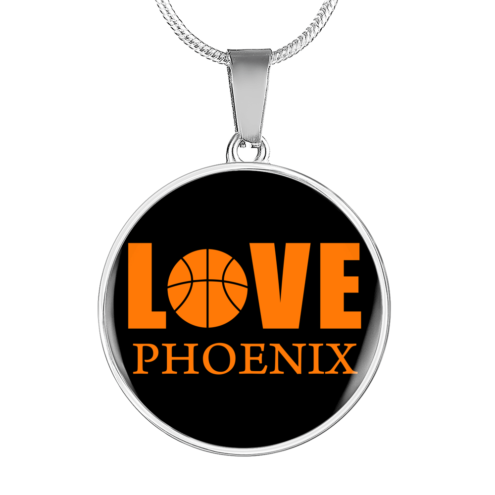 Love Phoenix Basketball Necklace Circle Pendant Stainless Steel or 18k Gold 18-22-Express Your Love Gifts