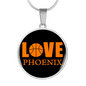 Love Phoenix Basketball Necklace Circle Pendant Stainless Steel or 18k Gold 18-22-Express Your Love Gifts