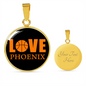 Love Phoenix Basketball Necklace Circle Pendant Stainless Steel or 18k Gold 18-22-Express Your Love Gifts