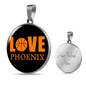 Love Phoenix Basketball Necklace Circle Pendant Stainless Steel or 18k Gold 18-22-Express Your Love Gifts