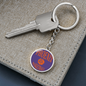 Love Phoenix Basketball Purple Circle Keychain Stainless Steel or 18k Gold Pendant-Express Your Love Gifts