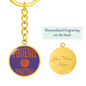 Love Phoenix Basketball Purple Circle Keychain Stainless Steel or 18k Gold Pendant-Express Your Love Gifts