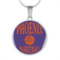 Love Phoenix Basketball Purple Necklace Circle Pendant Stainless Steel or 18k Gold 18-22-Express Your Love Gifts