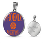 Love Phoenix Basketball Purple Necklace Circle Pendant Stainless Steel or 18k Gold 18-22-Express Your Love Gifts