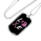 Love Pink Necklace Stainless Steel or 18k Gold Dog Tag 24" Chain-Express Your Love Gifts