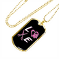 Love Pink Necklace Stainless Steel or 18k Gold Dog Tag 24" Chain-Express Your Love Gifts