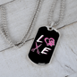 Love Pink Necklace Stainless Steel or 18k Gold Dog Tag 24" Chain-Express Your Love Gifts