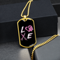 Love Pink Necklace Stainless Steel or 18k Gold Dog Tag 24" Chain-Express Your Love Gifts