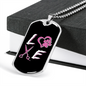 Love Pink Necklace Stainless Steel or 18k Gold Dog Tag 24" Chain-Express Your Love Gifts