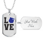 Love Police Necklace Stainless Steel or 18k Gold Dog Tag 24"-Express Your Love Gifts
