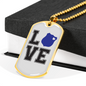 Love Police Necklace Stainless Steel or 18k Gold Dog Tag 24"-Express Your Love Gifts