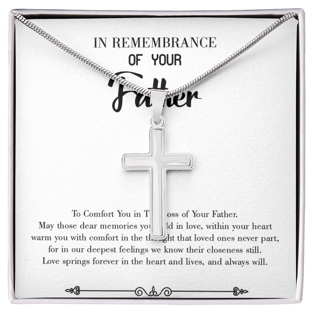 Love Springs Forever Dad Memorial Gift Dad Memorial Cross Necklace Sympathy Gift Loss of Father Condolence Message Card-Express Your Love Gifts