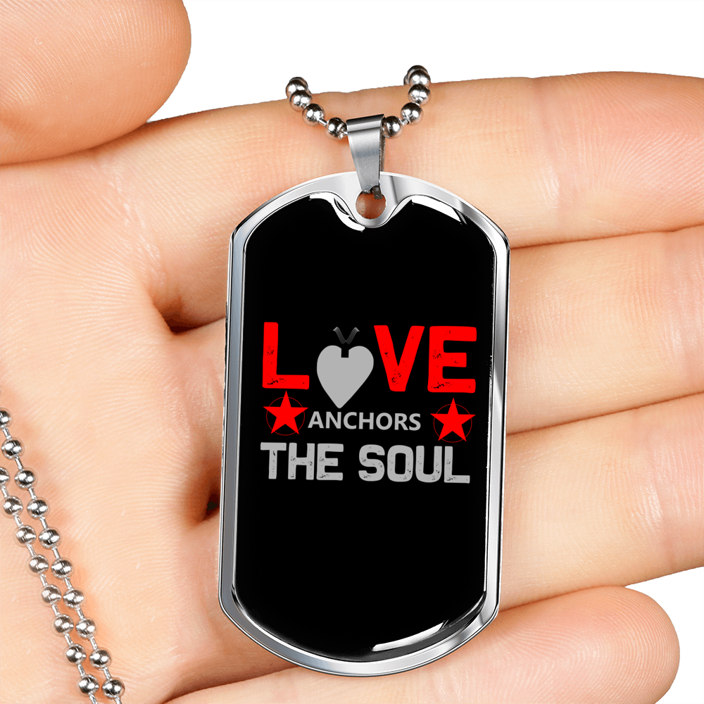 Love The Soul Christian Necklace Stainless Steel or 18k Gold Dog Tag 24" Chain-Express Your Love Gifts