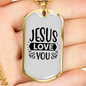 Love You Jesus Christian Necklace Stainless Steel or 18k Gold Dog Tag 24" Chain-Express Your Love Gifts