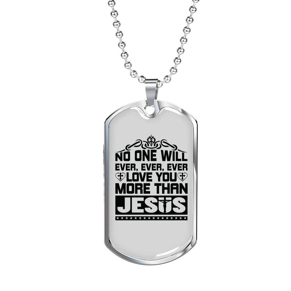 Love You More Black Christian Necklace Stainless Steel or 18k Gold Dog Tag 24" Chain-Express Your Love Gifts