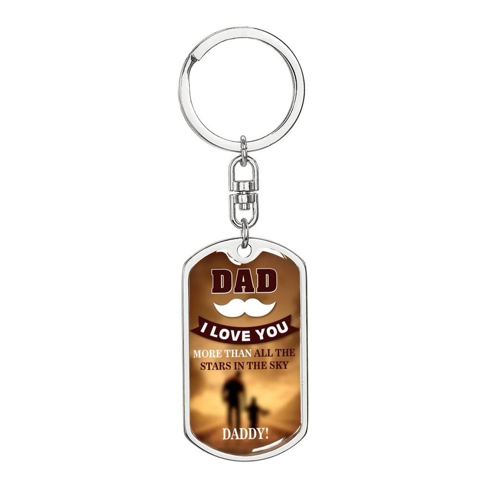 Love You More Dog Tag Pendant Keychain Stainless Steel or 18k Gold-Express Your Love Gifts