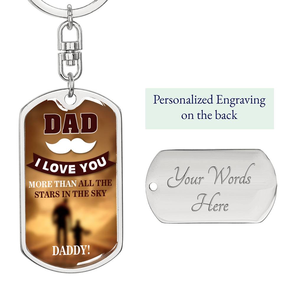 Love You More Dog Tag Pendant Keychain Stainless Steel or 18k Gold-Express Your Love Gifts