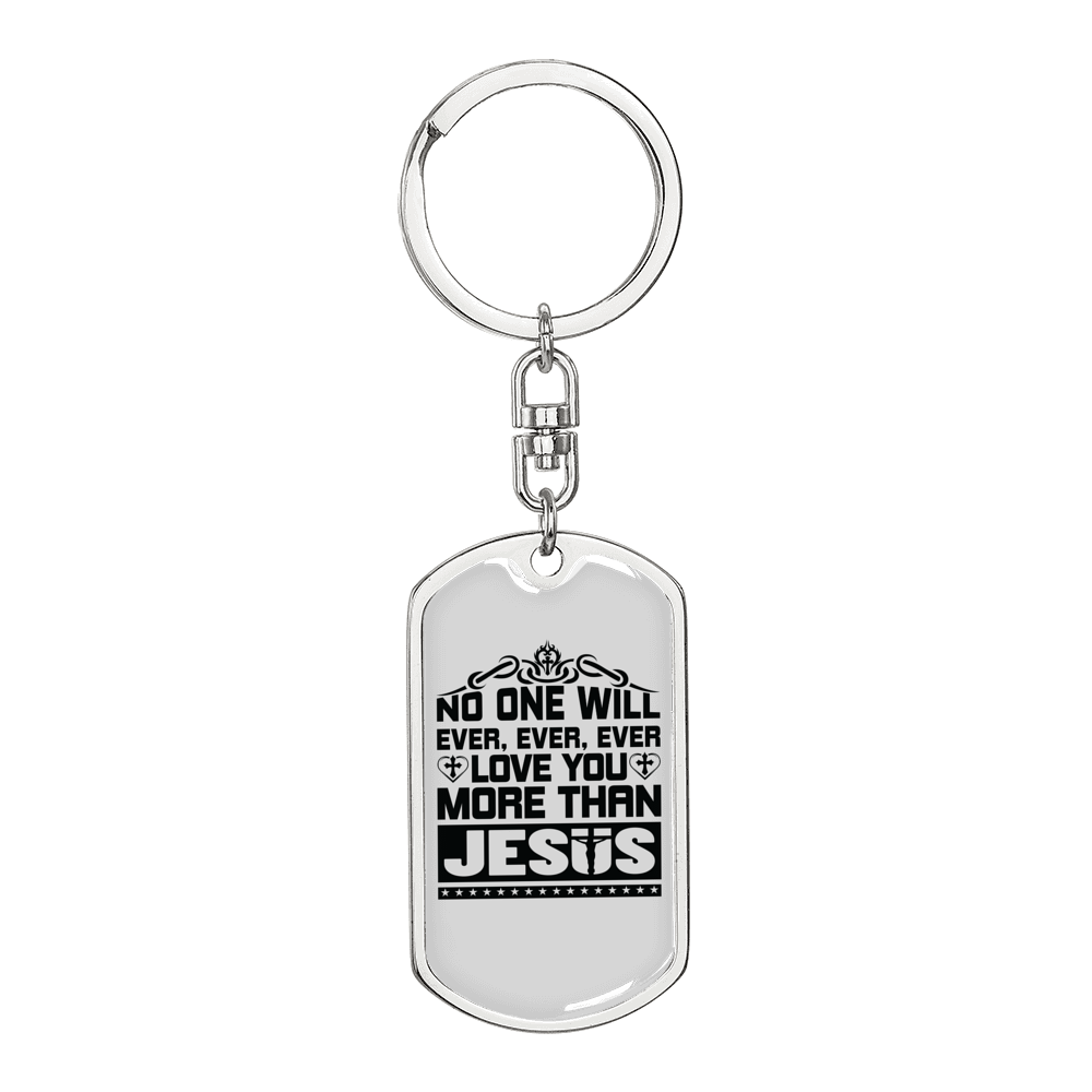 Love You More Keychain Stainless Steel or 18k Gold Dog Tag Keyring-Express Your Love Gifts