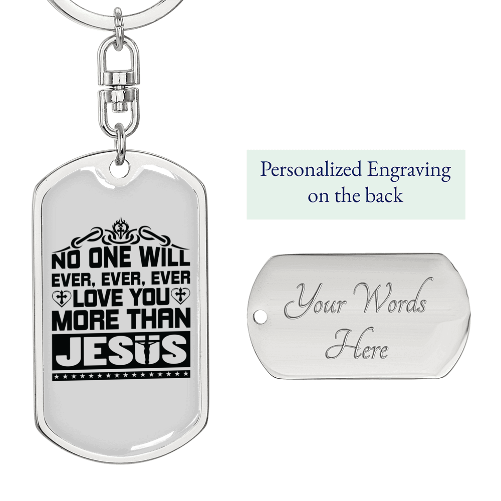 Love You More Keychain Stainless Steel or 18k Gold Dog Tag Keyring-Express Your Love Gifts