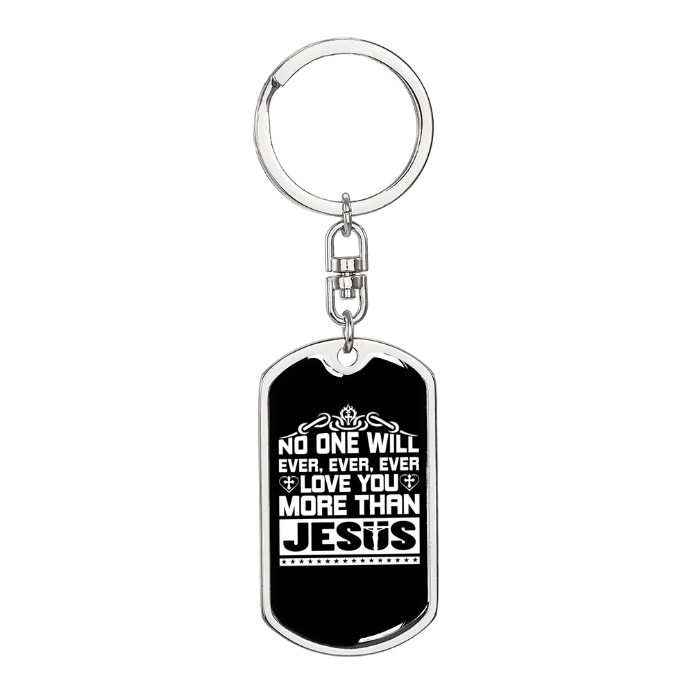 Love You More White Keychain Stainless Steel or 18k Gold Dog Tag Keyring-Express Your Love Gifts