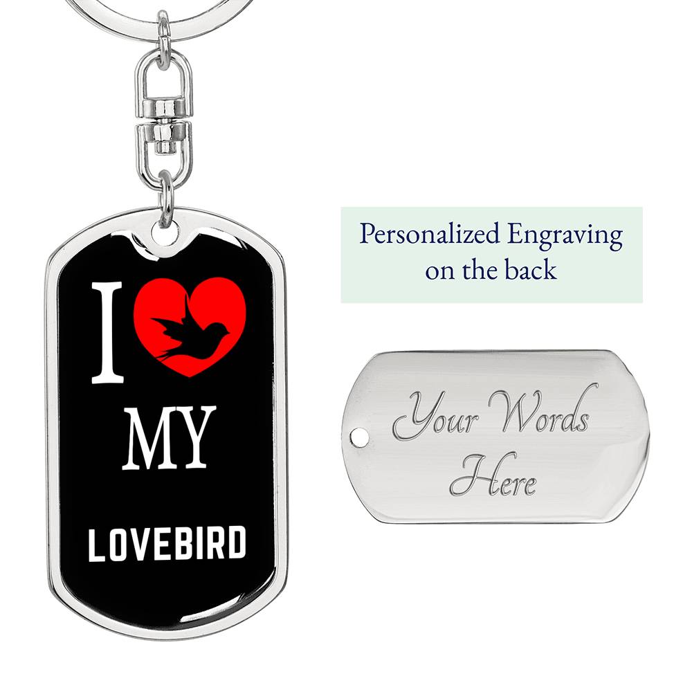 Lovebird Bird Lover Keyring Keychain Stainless Steel or 18k Gold-Express Your Love Gifts