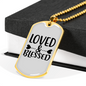 Loved And Blessed Heart Christian Necklace Stainless Steel or 18k Gold Dog Tag 24" Chain-Express Your Love Gifts