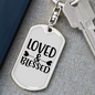 Loved And Blessed Heart Keychain Stainless Steel or 18k Gold Dog Tag Keyring-Express Your Love Gifts