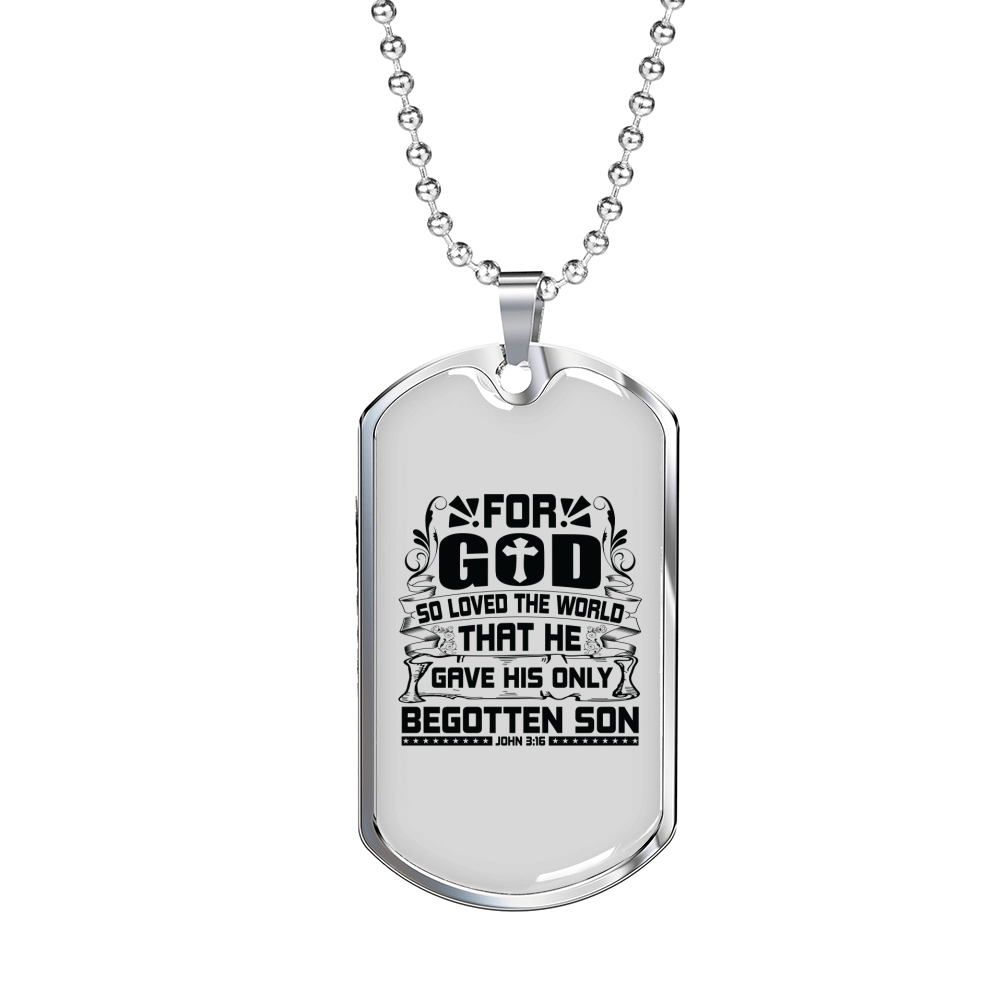 Loved The World John 3:16 Necklace Stainless Steel or 18k Gold Dog Tag 24" Chain-Express Your Love Gifts