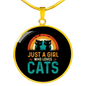 Loves Cute Cats Circle Necklace Stainless Steel or 18k Gold 18-22"-Express Your Love Gifts