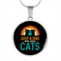 Loves Cute Cats Circle Necklace Stainless Steel or 18k Gold 18-22"-Express Your Love Gifts