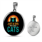 Loves Cute Cats Circle Necklace Stainless Steel or 18k Gold 18-22"-Express Your Love Gifts