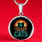 Loves Cute Cats Circle Necklace Stainless Steel or 18k Gold 18-22"-Express Your Love Gifts