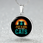 Loves Cute Cats Circle Necklace Stainless Steel or 18k Gold 18-22"-Express Your Love Gifts