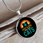 Loves Cute Cats Circle Necklace Stainless Steel or 18k Gold 18-22"-Express Your Love Gifts
