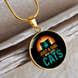 Loves Cute Cats Circle Necklace Stainless Steel or 18k Gold 18-22"-Express Your Love Gifts