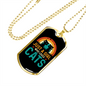 Loves Cute Cats Necklace Stainless Steel or 18k Gold Dog Tag 24" Chain-Express Your Love Gifts