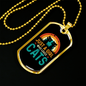 Loves Cute Cats Necklace Stainless Steel or 18k Gold Dog Tag 24" Chain-Express Your Love Gifts