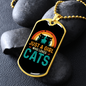 Loves Cute Cats Necklace Stainless Steel or 18k Gold Dog Tag 24" Chain-Express Your Love Gifts